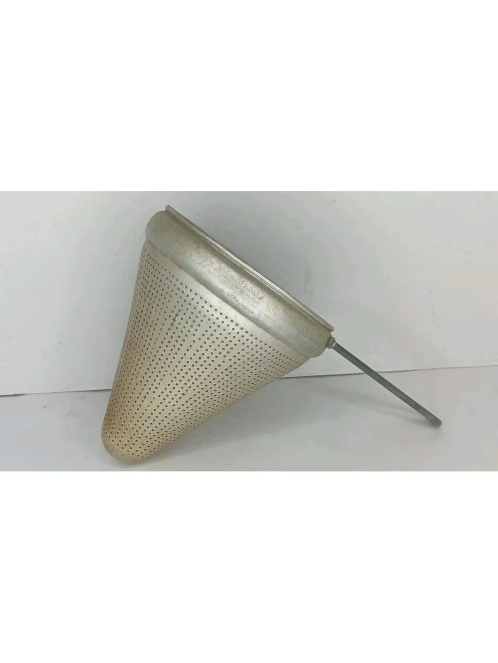 Vintage VIKO  Aluminum Cone Colander Sieve  w/Steel Rack and Pestle Canning